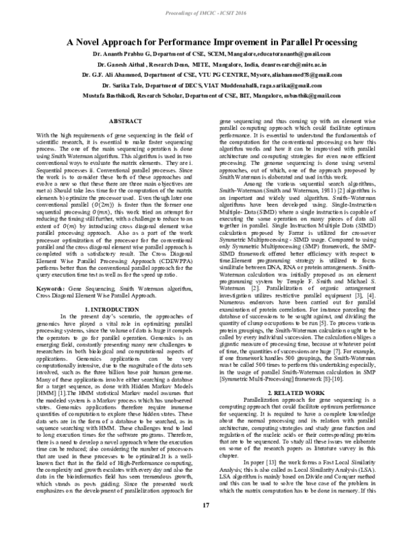 (PDF) A Novel Approach for Performance Improvement in Parallel Processing