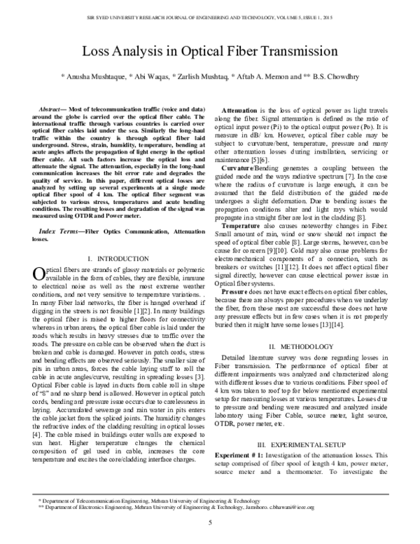 (PDF) 2 Loss Analysis in Optical Fiber Transmission