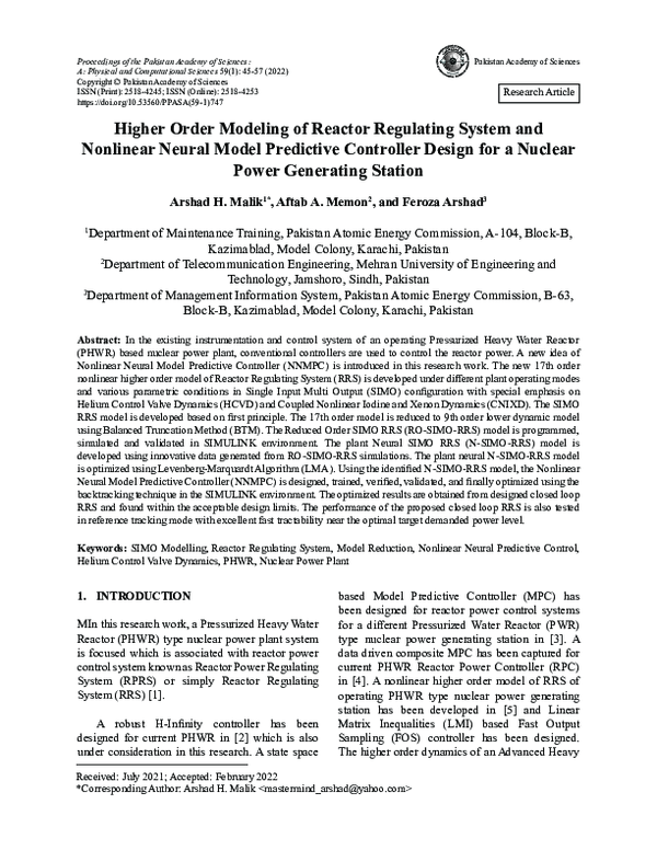 (PDF) Higher Order Modeling of Reactor Regulating System and Nonlinear ...