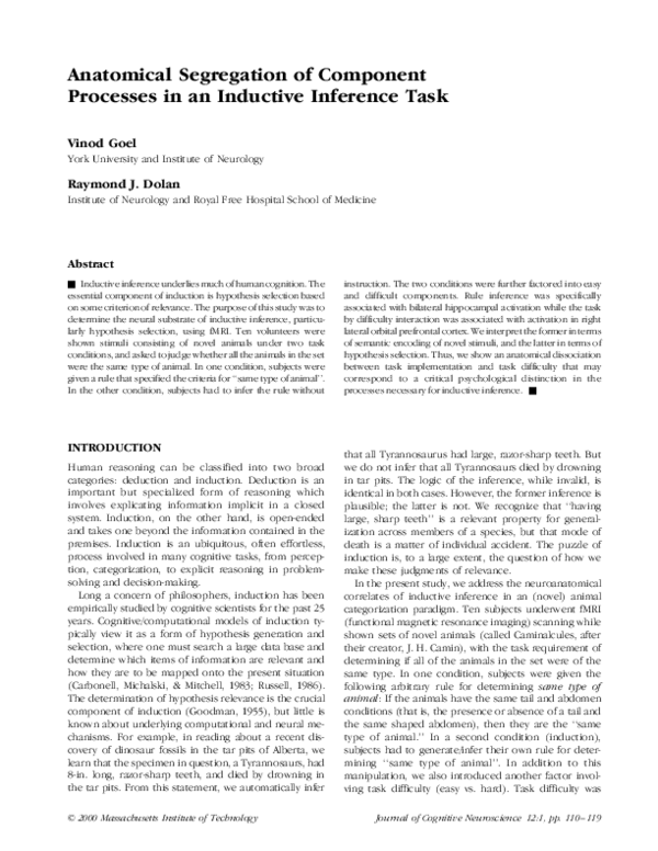 (PDF) Anatomical Segregation of Component Processes in an Inductive ...