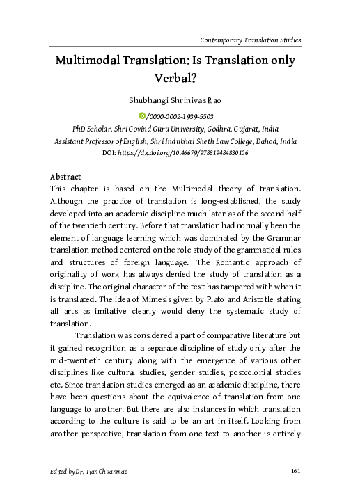 (PDF) Multimodal Translation: Is Translation only Verbal?