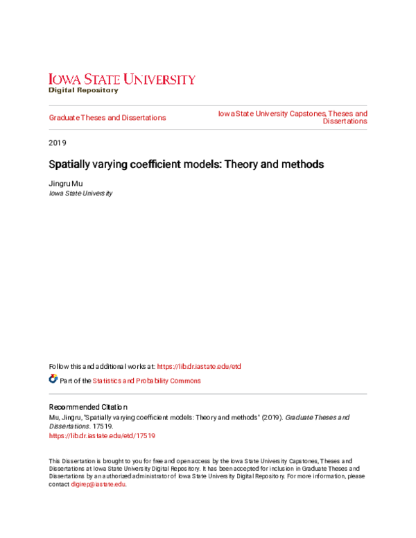 (PDF) Spatially varying coefficient models: Theory and methods