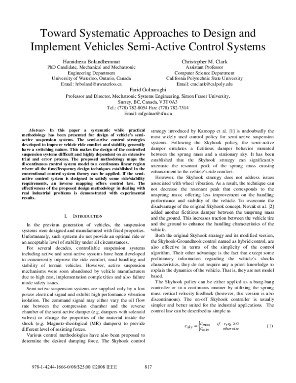 (PDF) Toward systematic approaches to design and implement vehicles ...