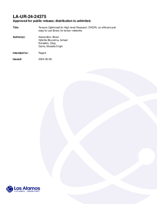 (PDF) Tensors Optimized for High-level Research (THOR): an efficient ...
