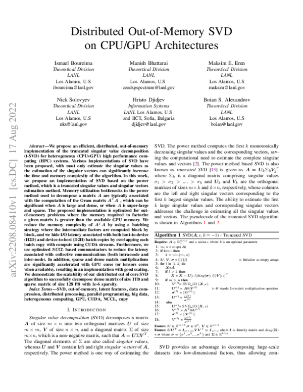 (PDF) Distributed Out-of-Memory SVD on CPU/GPU Architectures