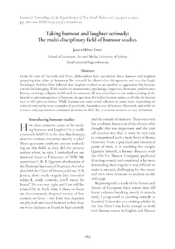 (PDF) Taking humour and laughter seriously: The multi-disciplinary ...