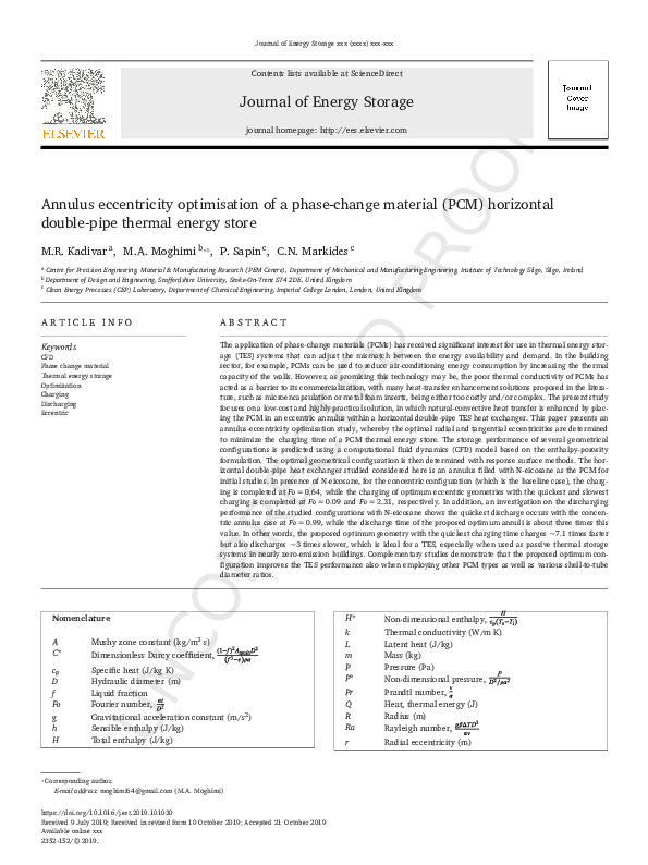 (PDF) Annulus eccentricity optimisation of a phase-change material (PCM ...