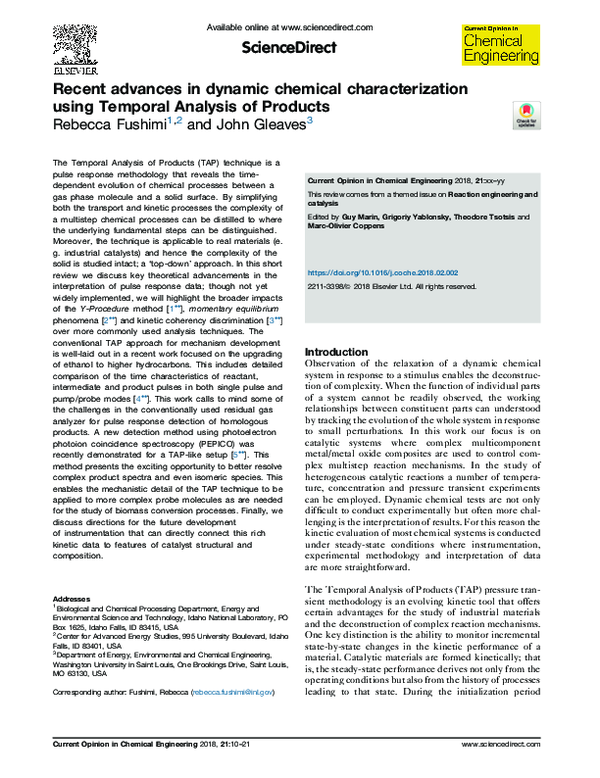 (PDF) Recent advances in dynamic chemical characterization using ...