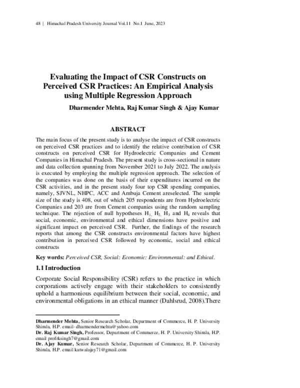(PDF) Evaluating the Impact of CSR Constructs on Perceived CSR ...