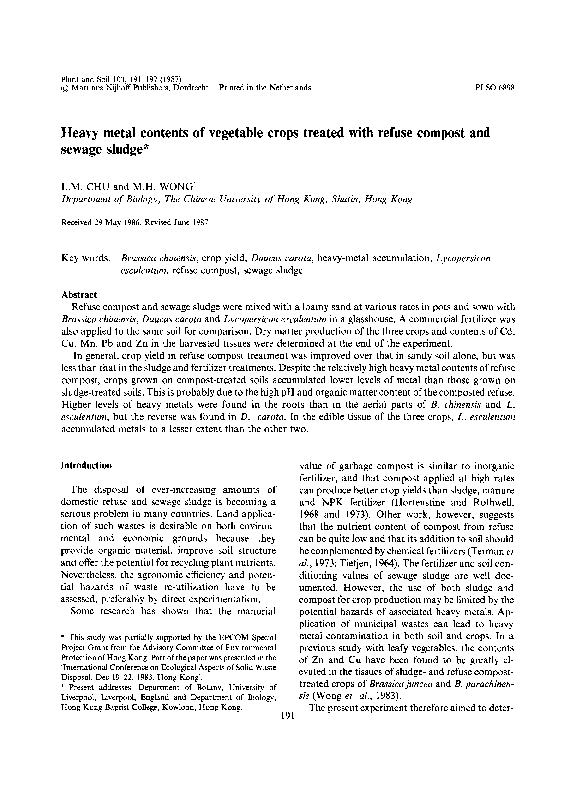 (PDF) Heavy metal contents of vegetable crops treated with refuse ...
