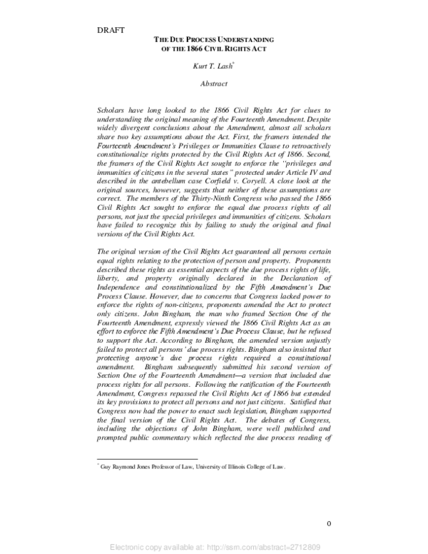 (PDF) The Due Process Understanding of the 1866 Civil Rights Act