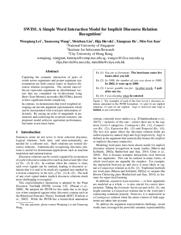 (PDF) SWIM: A Simple Word Interaction Model for Implicit Discourse ...