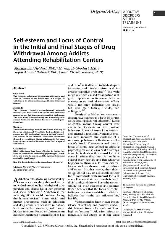 (PDF) Self-esteem and Locus of Control in the Initial and Final Stages ...
