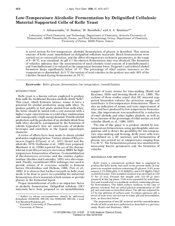 (PDF) Low-Temperature Alcoholic Fermentation by Delignified Cellulosic ...