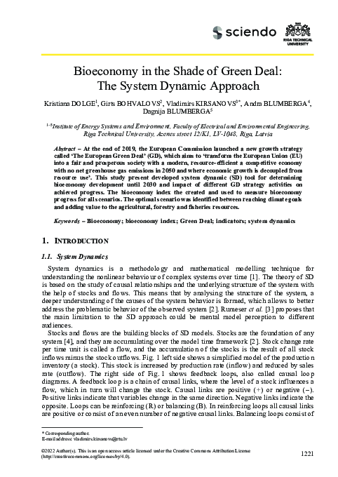 (PDF) Bioeconomy in the Shade of Green Deal: The System Dynamic Approach