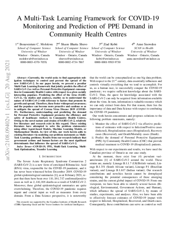 (PDF) A Multi-Task Learning Framework for COVID-19 Monitoring and ...