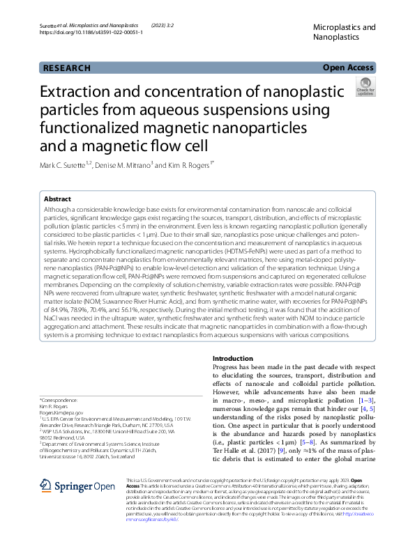 (PDF) Extraction and concentration of nanoplastic particles from ...