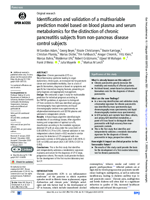 (PDF) Identification and validation of a multivariable prediction model ...