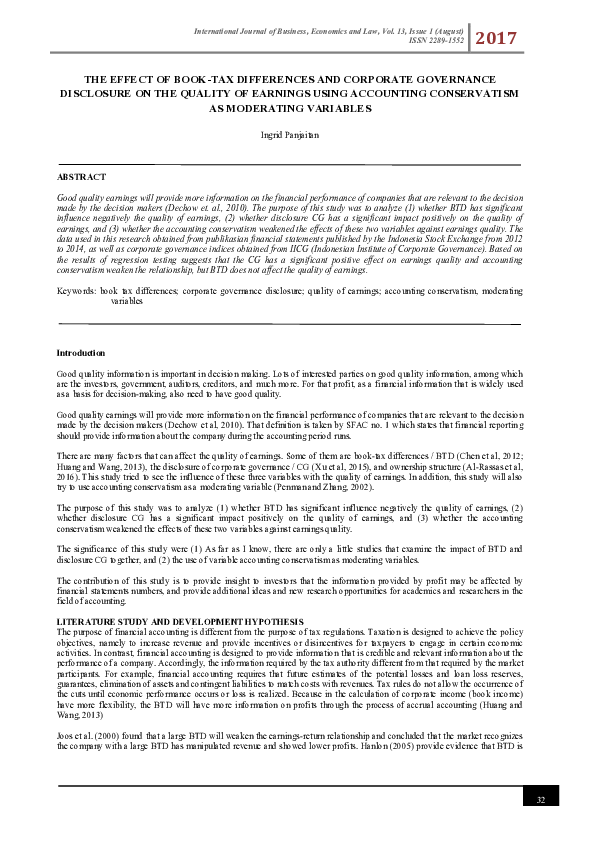 (PDF) The Effect of Book-Tax Differences and Corporate Governance ...
