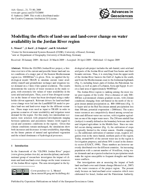 (PDF) Modelling the effects of land-use and land-cover change on water ...