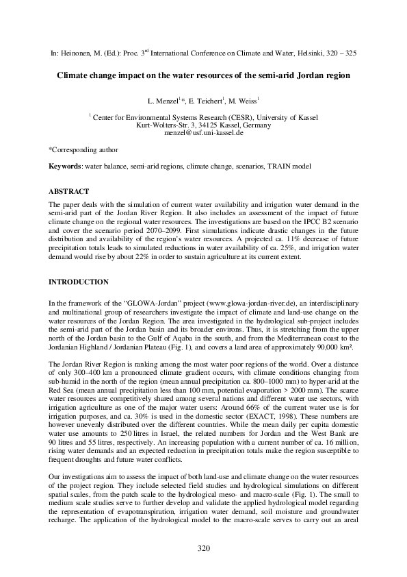 (PDF) Climate change impact on the water resources of the semi-arid ...