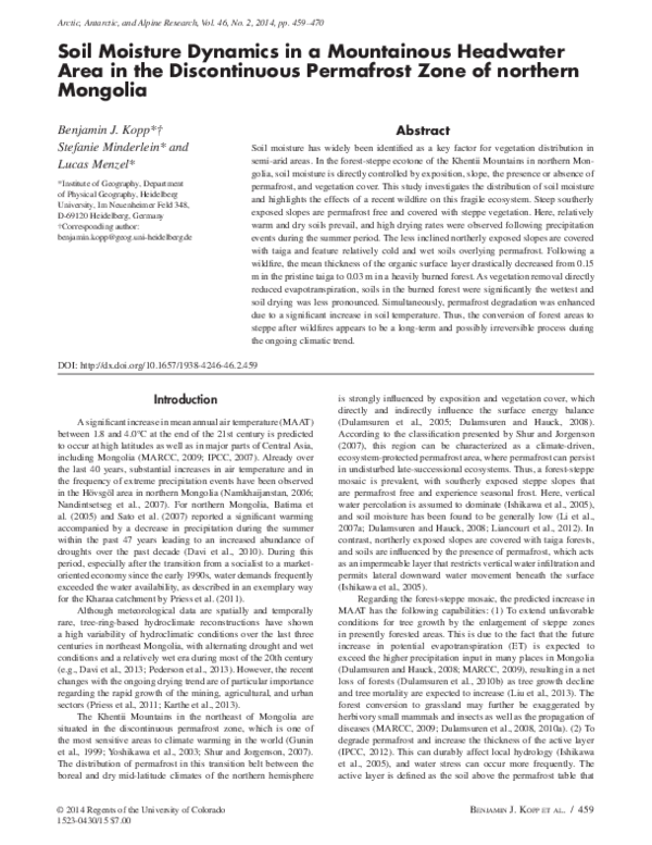 (PDF) Soil Moisture Dynamics in a Mountainous Headwater Area in the ...
