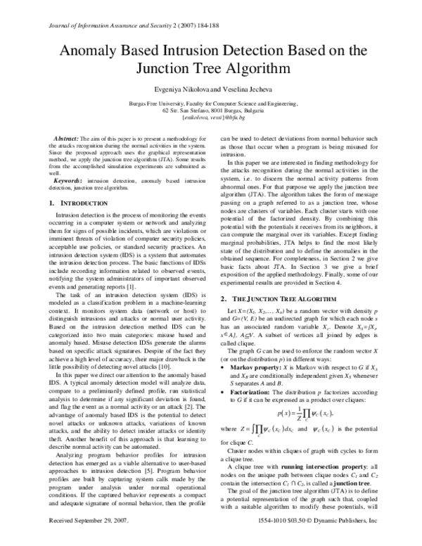 (PDF) Anomaly Based Intrusion Detection Based on the Junction Tree ...