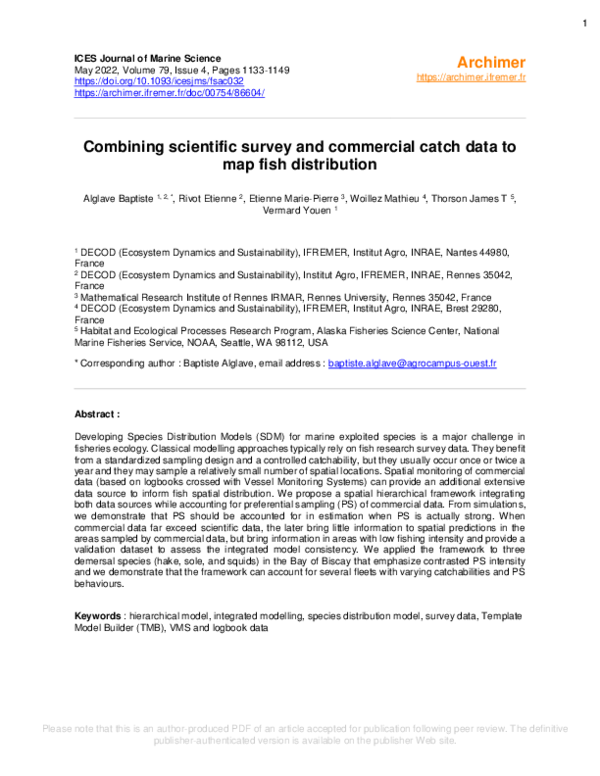 (PDF) Combining scientific survey and commercial catch data to map fish ...