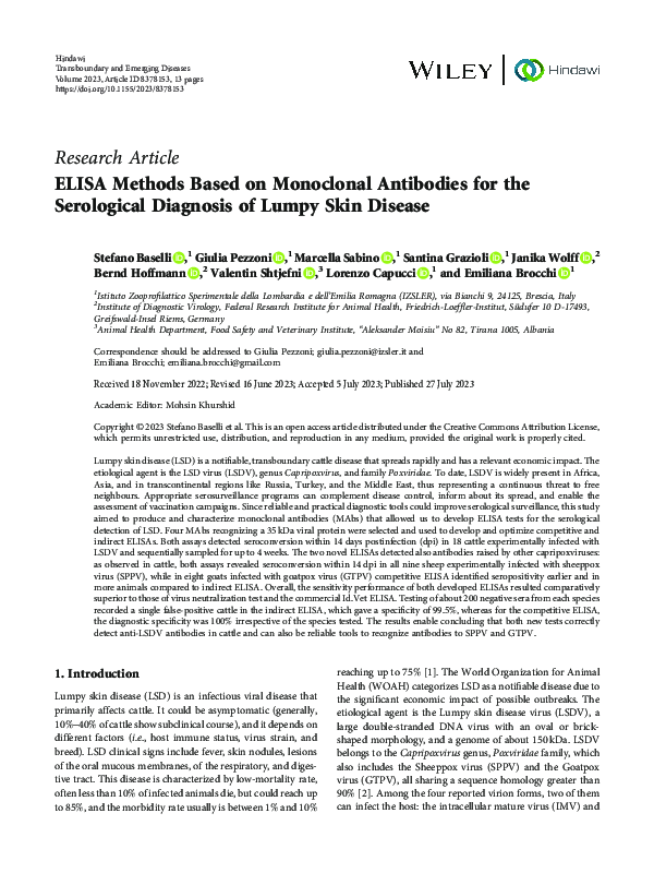 (PDF) ELISA Methods Based on Monoclonal Antibodies for the Serological ...