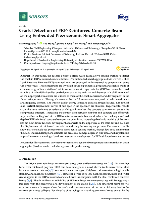 (PDF) Crack Detection of FRP-Reinforced Concrete Beam Using Embedded ...