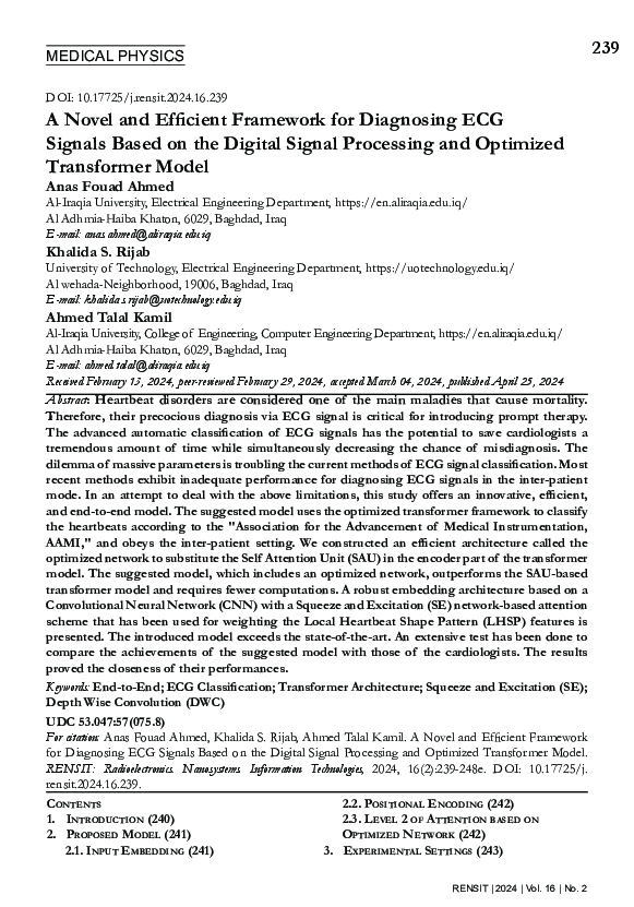 (PDF) A Novel and Efficient Framework for Diagnosing ECG Signals Based ...