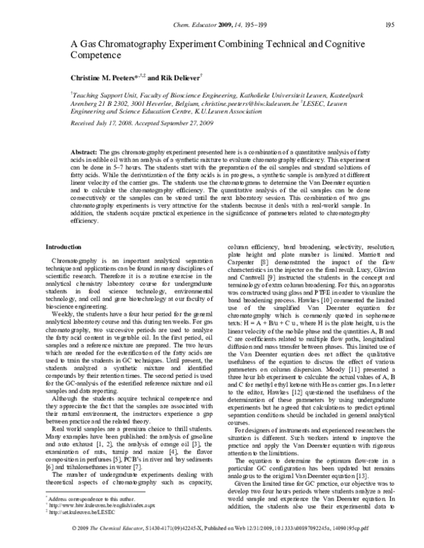 (PDF) A gas chromatography experiment combining technical and cognitive ...