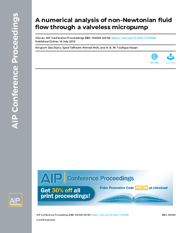 (PDF) A numerical analysis of non-Newtonian fluid flow through a ...