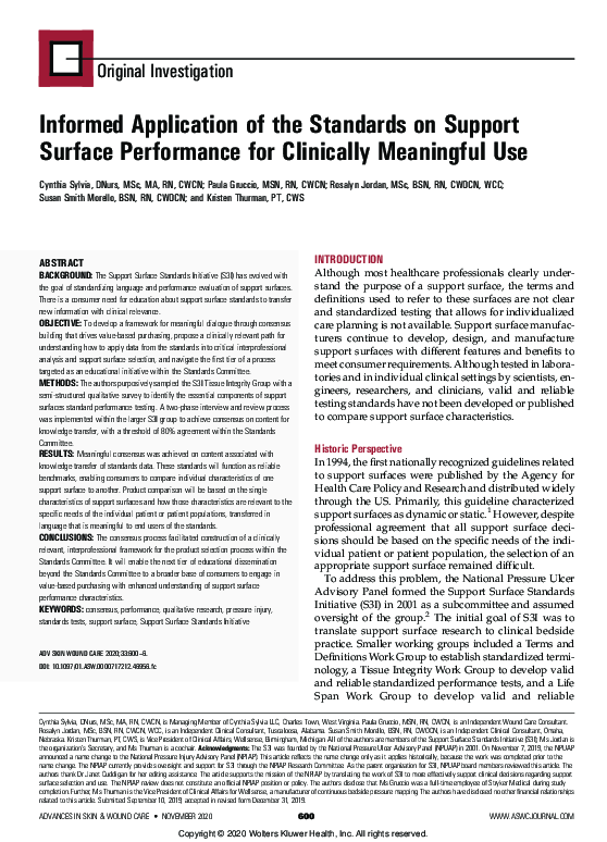 (PDF) Informed Application of the Standards on Support Surface ...