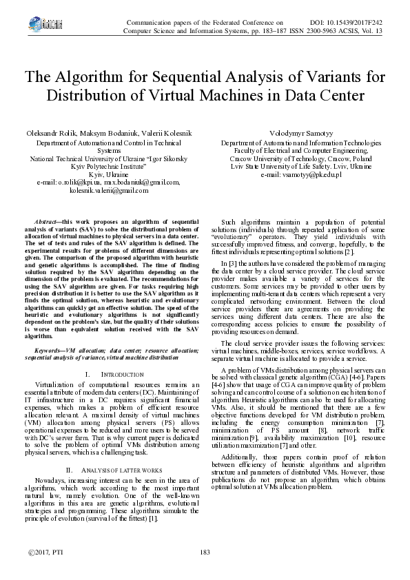 (PDF) The Algorithm for Sequential Analysis of Variants for ...