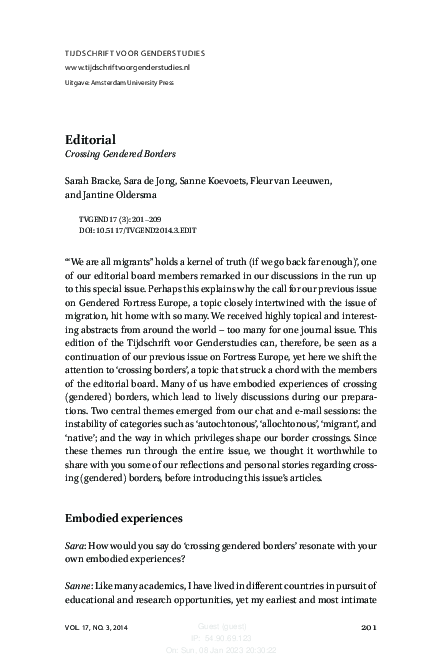 (PDF) Editorial Crossing Gendered Borders