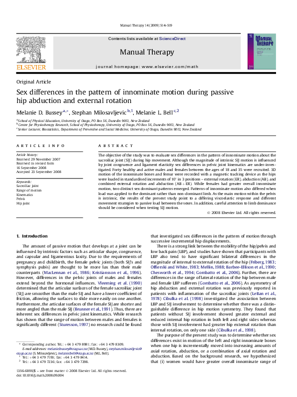 (PDF) Sex differences in the pattern of innominate motion during ...