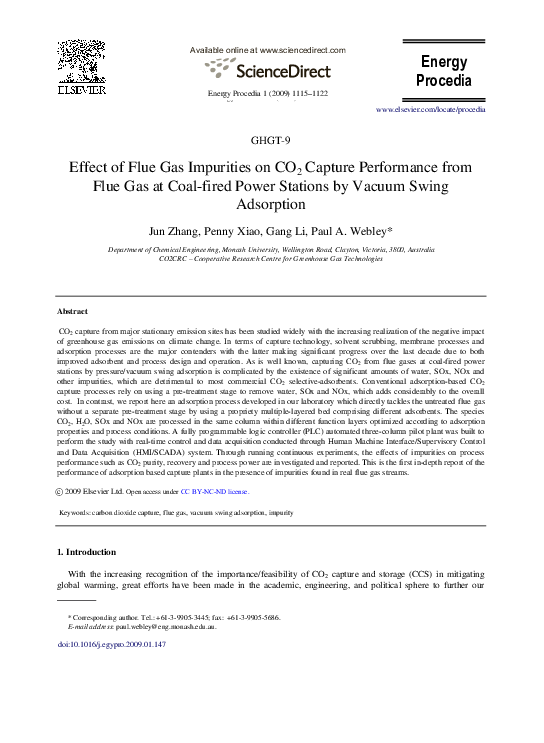 (PDF) Effect of Flue Gas Impurities on CO2 Capture Performance from ...