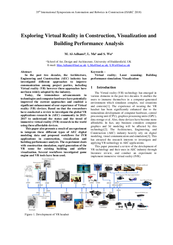 (PDF) Exploring Virtual Reality in Construction, Visualization and ...