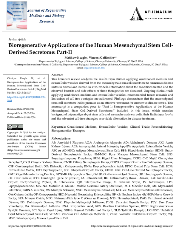 (PDF) Bioregenerative Applications of the Human Mesenchymal Stem Cell ...