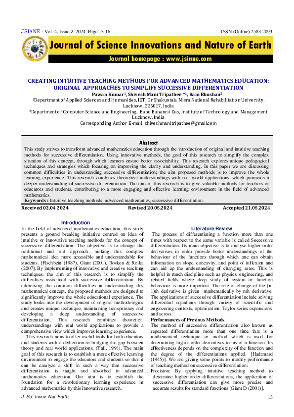 (PDF) Journal of Science Innovations and Nature of Earth