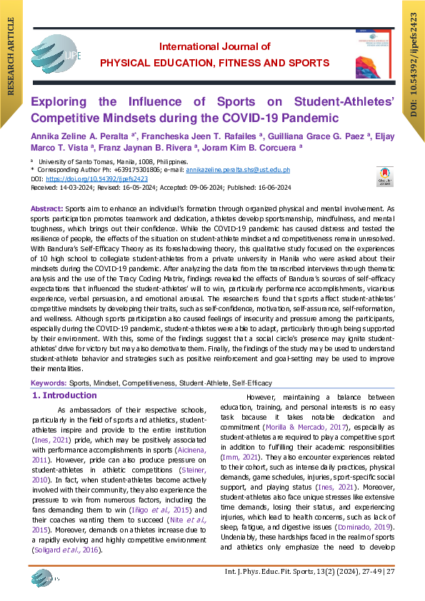 (PDF) Exploring the Influence of Sports on Student-Athletes ...