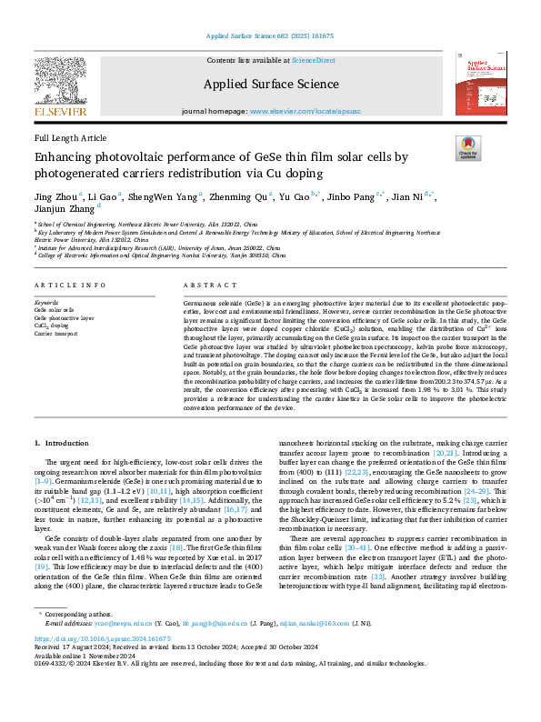 (PDF) Enhancing photovoltaic performance of GeSe thin film solar cells ...