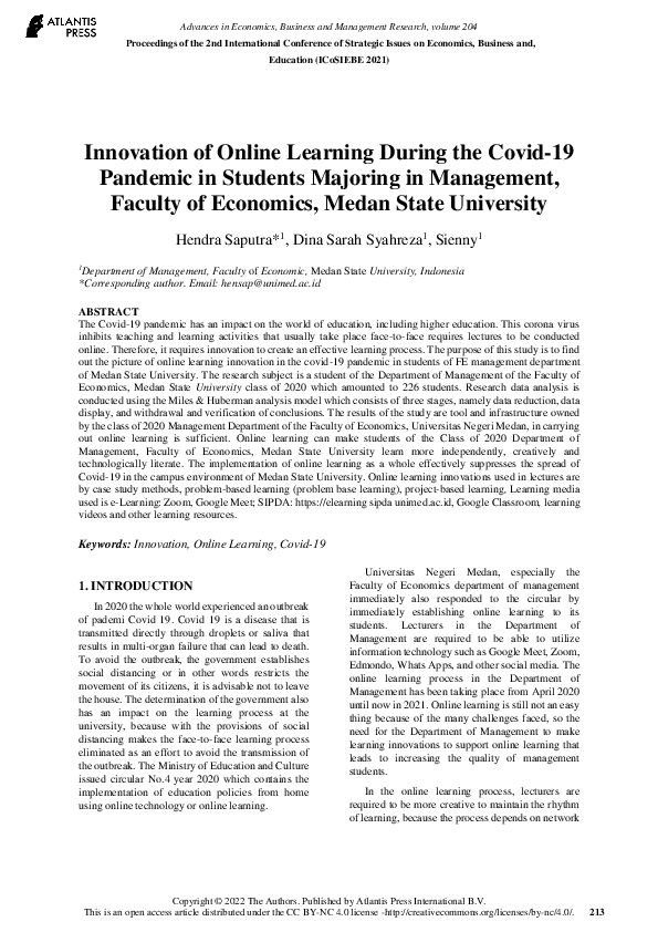 (PDF) Innovation of Online Learning During the Covid-19 Pandemic in ...