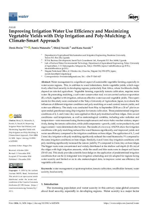 (PDF) Improving Irrigation Water Use Efficiency and Maximizing ...