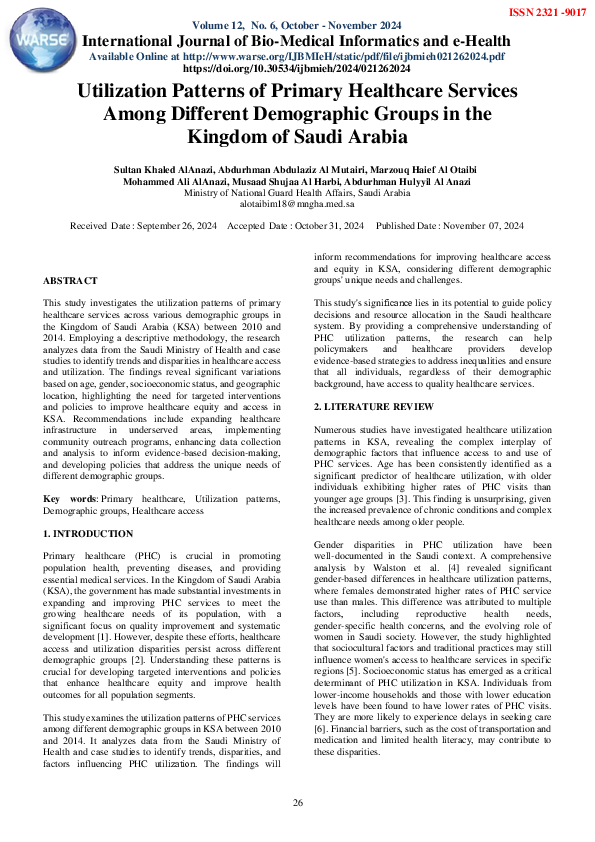 (PDF) Utilization Patterns of Primary Healthcare Services Among ...