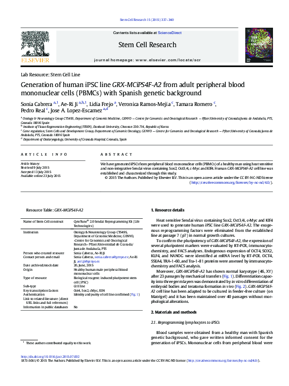 (PDF) Generation of human iPSC line GRX-MCiPS4F-A2 from adult ...