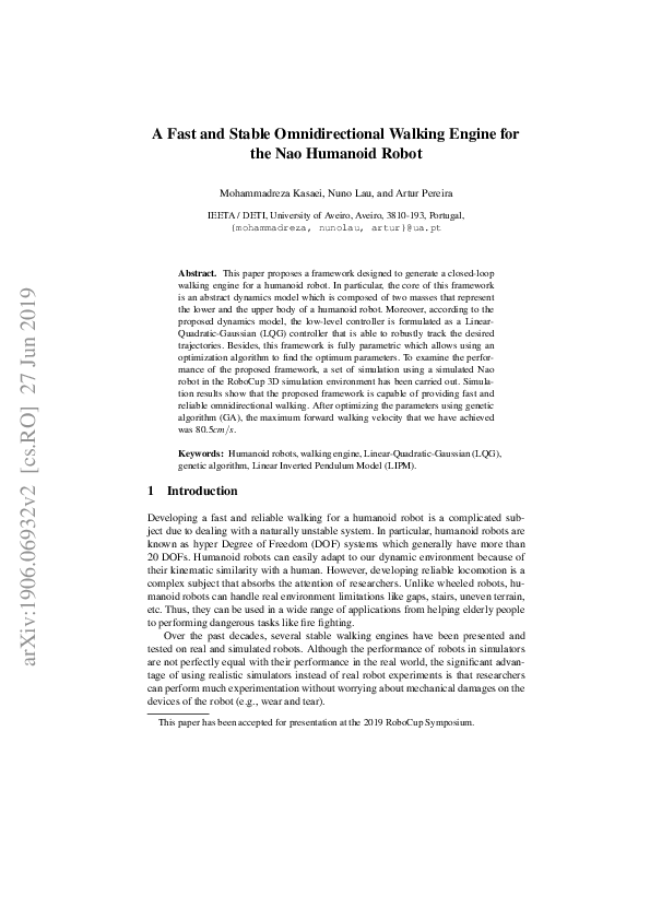 (PDF) A Fast and Stable Omnidirectional Walking Engine for the Nao ...