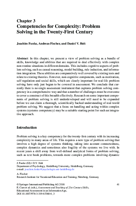 (PDF) Competencies for Complexity: Problem Solving in the Twenty-First ...