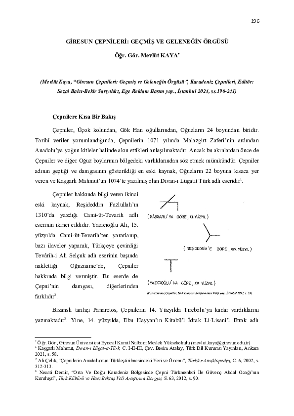 (PDF) Mevlüt Kaya, “Giresun Çepnileri: Geçmiş ve Geleneğin Örgüsü ...